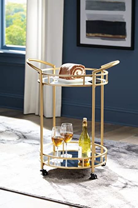 Signature Design by Ashley Wynora Modern Bar Cart, Gold