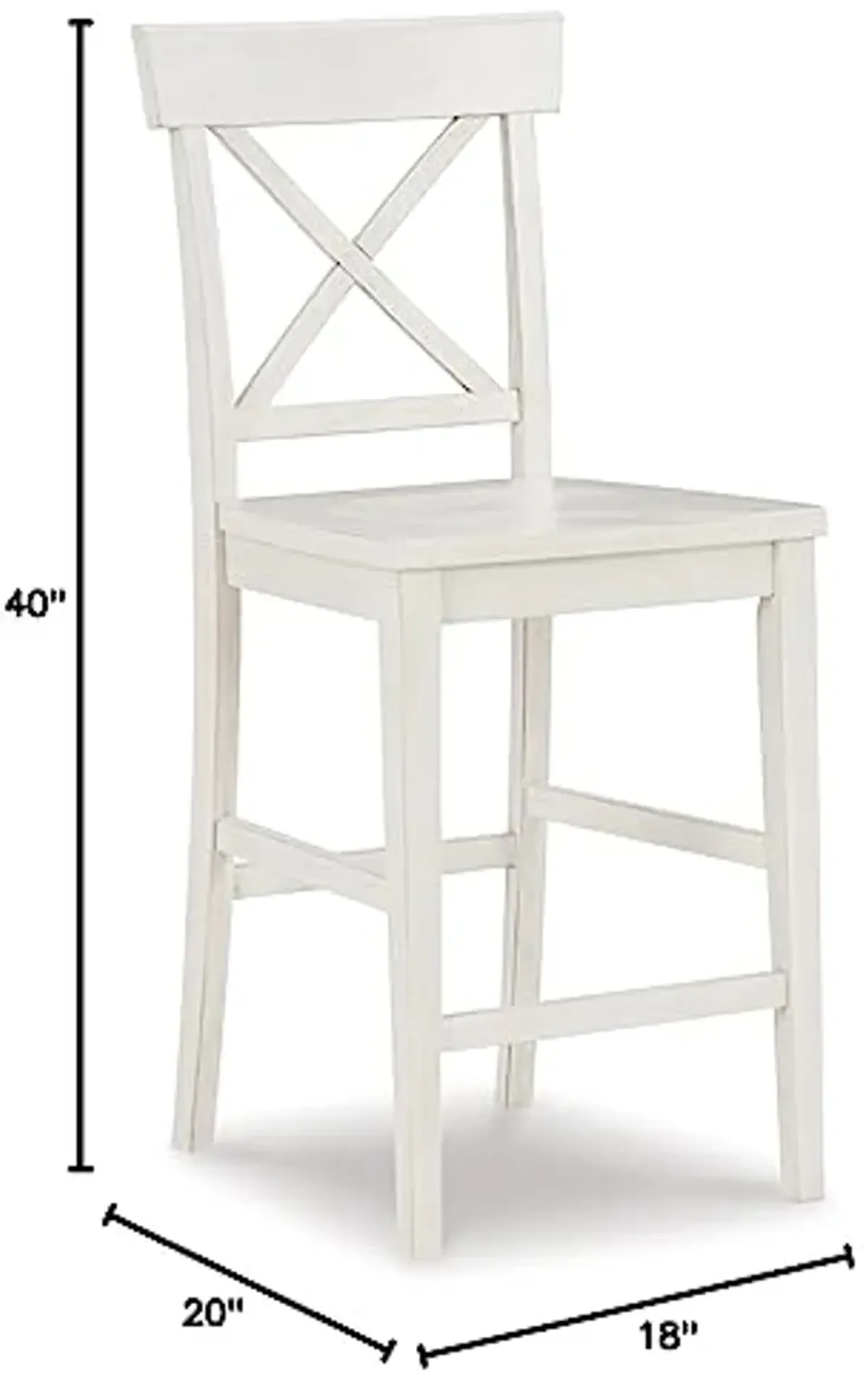 Signature Design by Ashley Stuven Farmhouse Counter Height Barstool, 2 Count, White