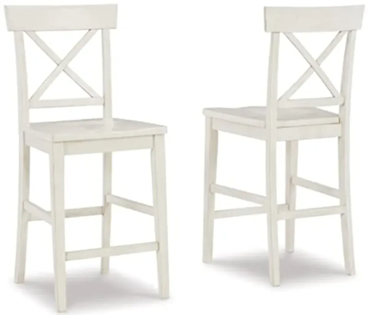 Signature Design by Ashley Stuven Farmhouse Counter Height Barstool, 2 Count, White