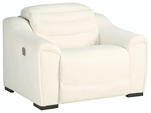 Signature Design by Ashley Next-Gen Gaucho Modern Tufted Faux Leather Power Recliner with Adjustable Headrest, White