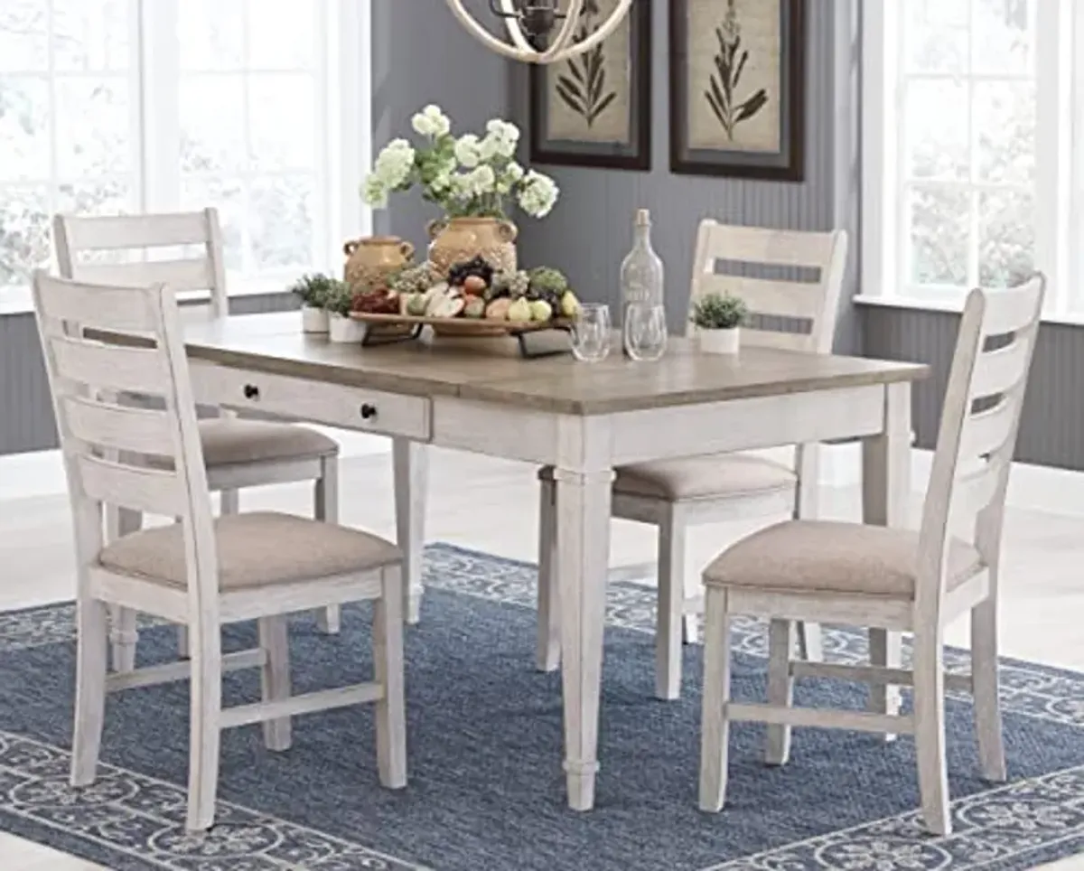 Signature Design by Ashley Skempton Farmhouse Rectangular Dining Room Table with Storage, White & Light Brown