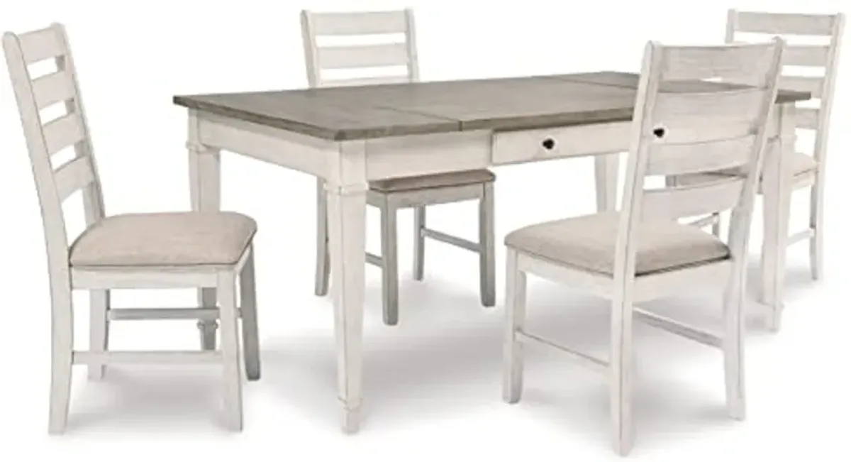 Signature Design by Ashley Skempton Farmhouse Rectangular Dining Room Table with Storage, White & Light Brown