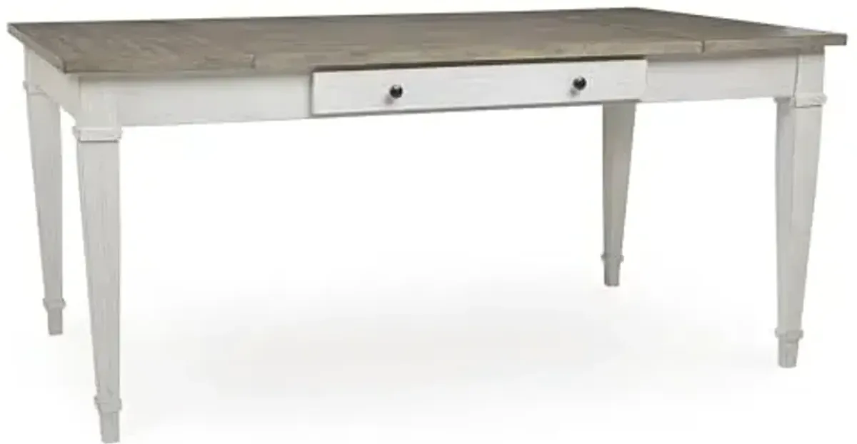 Signature Design by Ashley Skempton Farmhouse Rectangular Dining Room Table with Storage, White & Light Brown