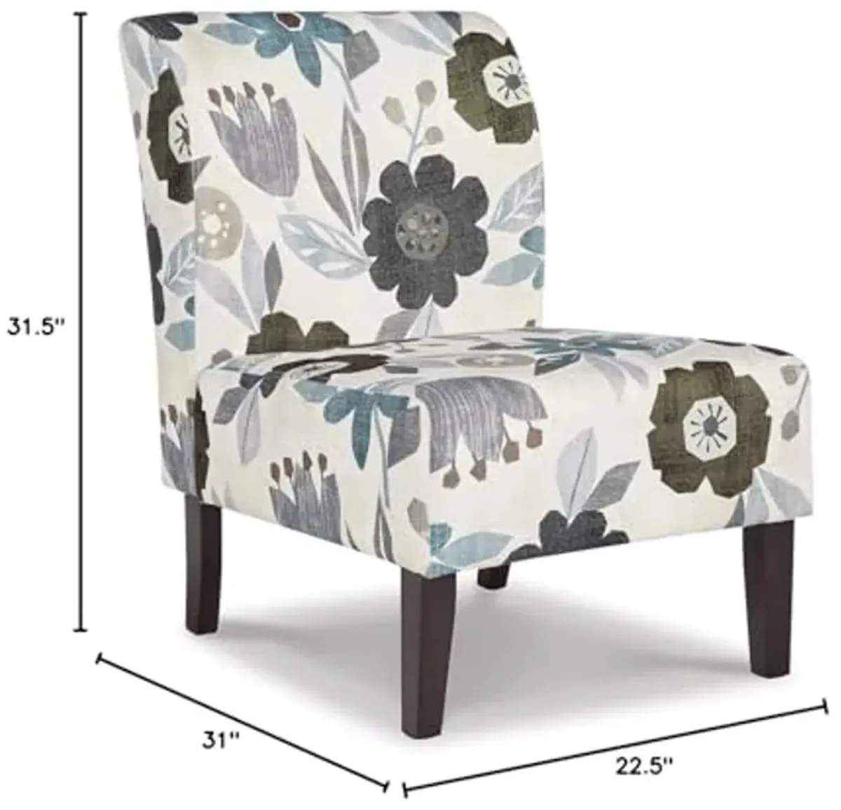 Signature Design by Ashley Triptis Floral Armless Accent Chair, White, Blue & Gray