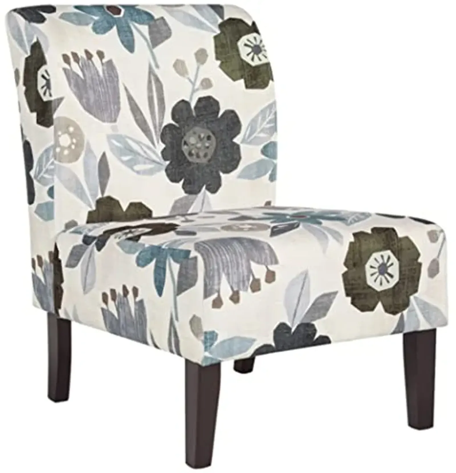 Signature Design by Ashley Triptis Floral Armless Accent Chair, White, Blue & Gray