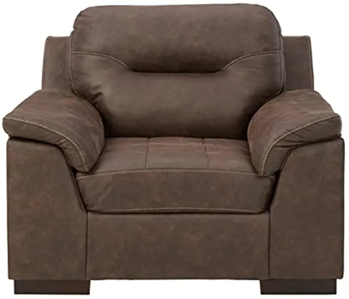 Signature Design by Ashley Maderla Modern Faux Leather Oversized Accent Chair, Walnut Brown