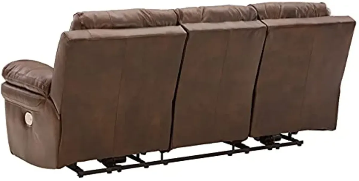 Signature Design by Ashley Edmar Leather Power Reclining Sofa with Adjustable Headrest, Brown