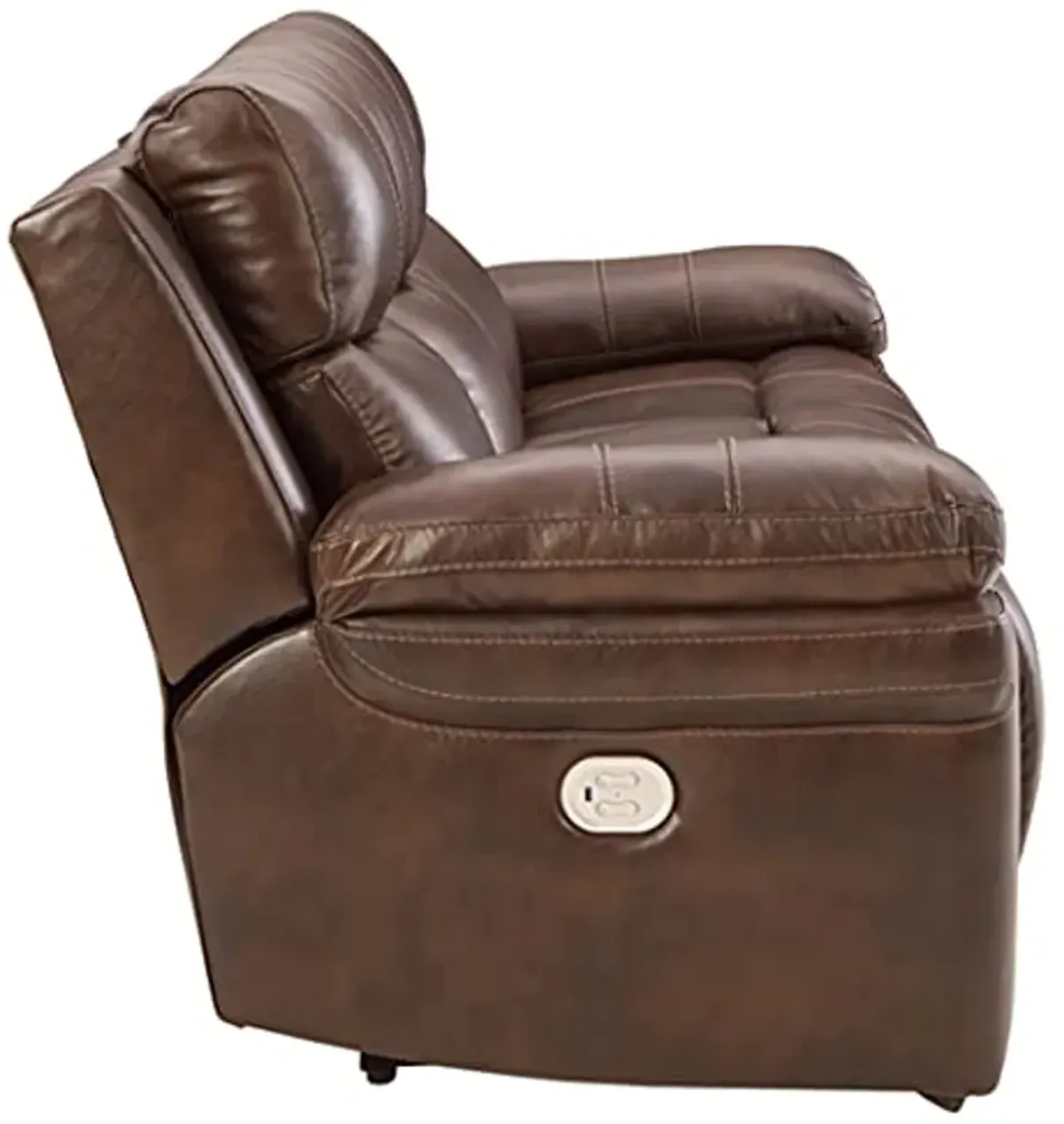 Signature Design by Ashley Edmar Leather Power Reclining Sofa with Adjustable Headrest, Brown