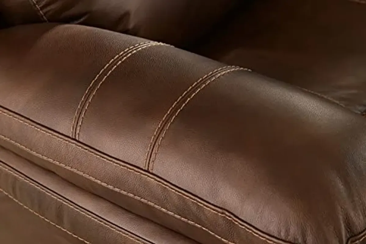 Signature Design by Ashley Edmar Leather Power Reclining Sofa with Adjustable Headrest, Brown