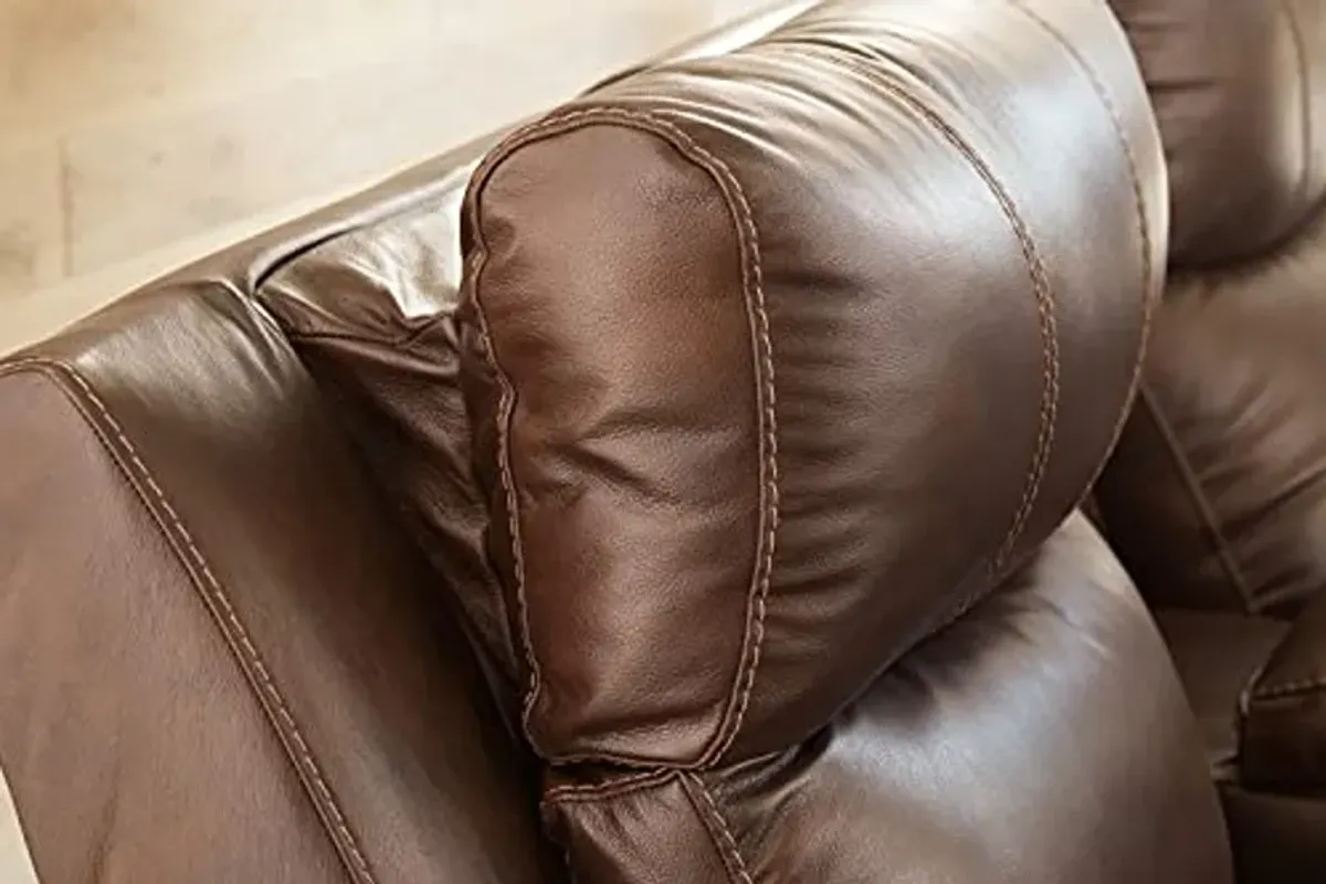 Signature Design by Ashley Edmar Leather Power Reclining Sofa with Adjustable Headrest, Brown