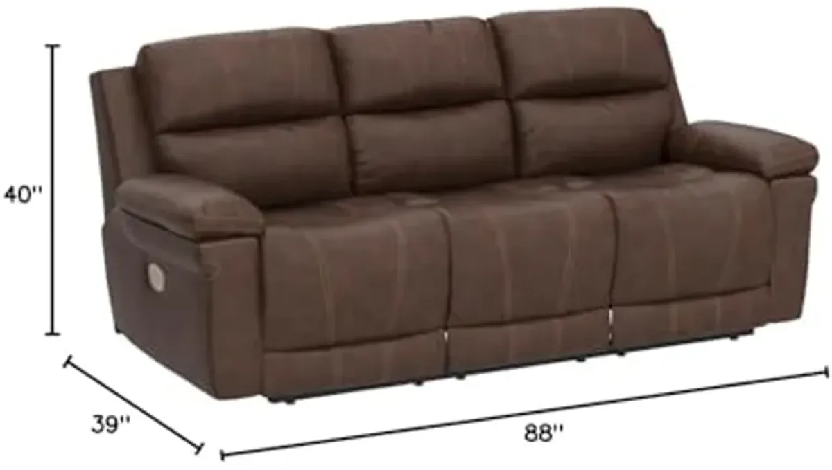 Signature Design by Ashley Edmar Leather Power Reclining Sofa with Adjustable Headrest, Brown