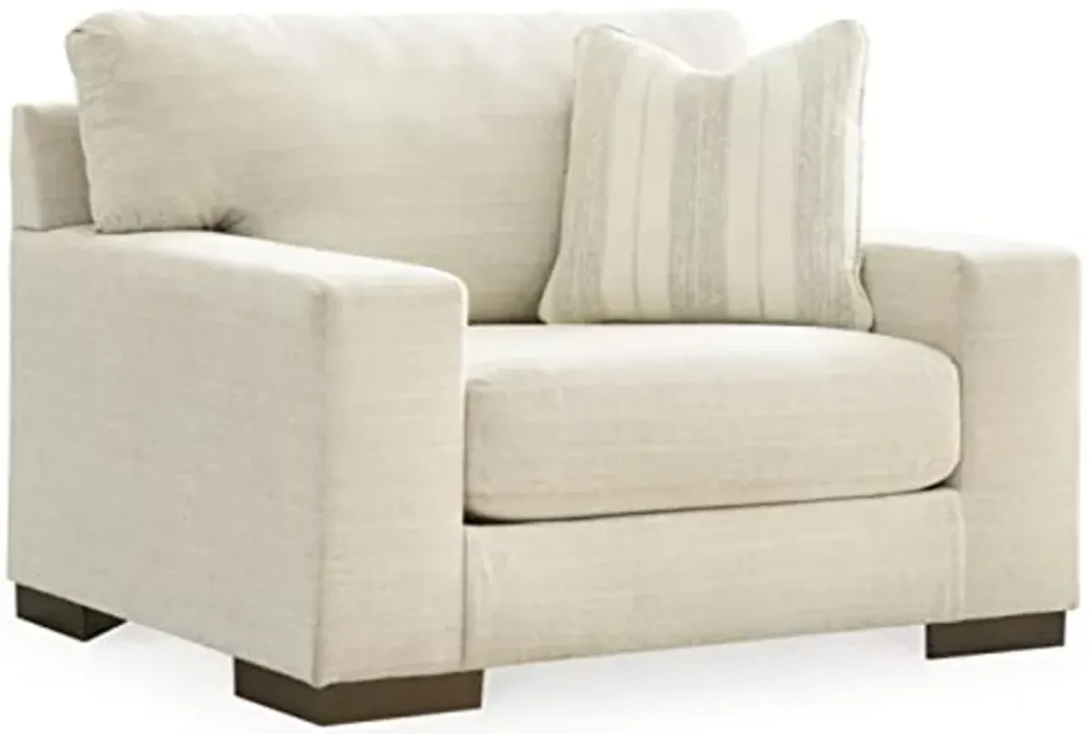 Signature Design by Ashley Maggie Contemporary Upholstered Chair and a Half, Beige