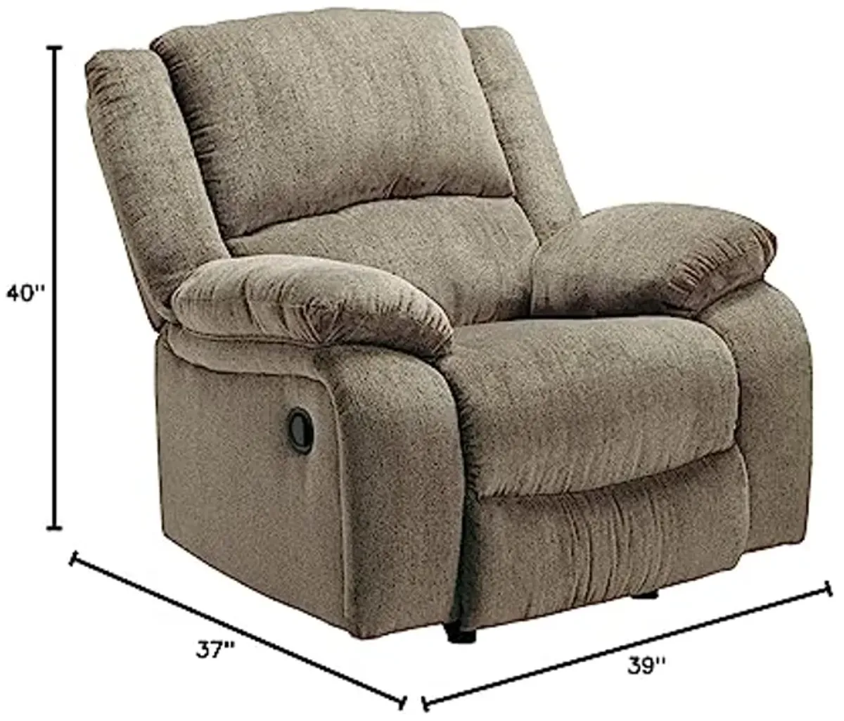 Signature Design by Ashley Draycoll Plush Manual Pull-Tab Rocker Recliner, Light Brown