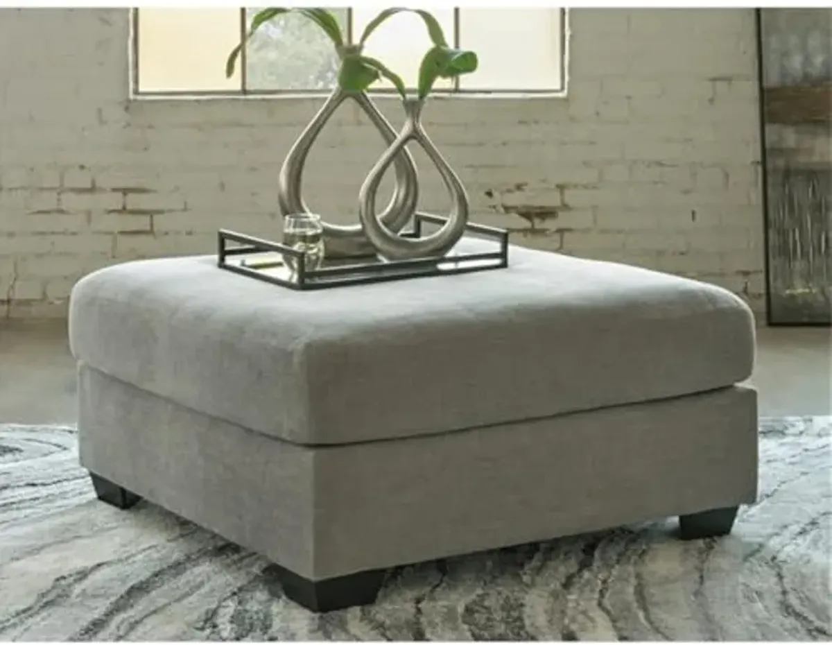 Signature Design by Ashley Keener Casual Oversized Accent Ottoman with Black Faux Wood Finish Feet, Gray