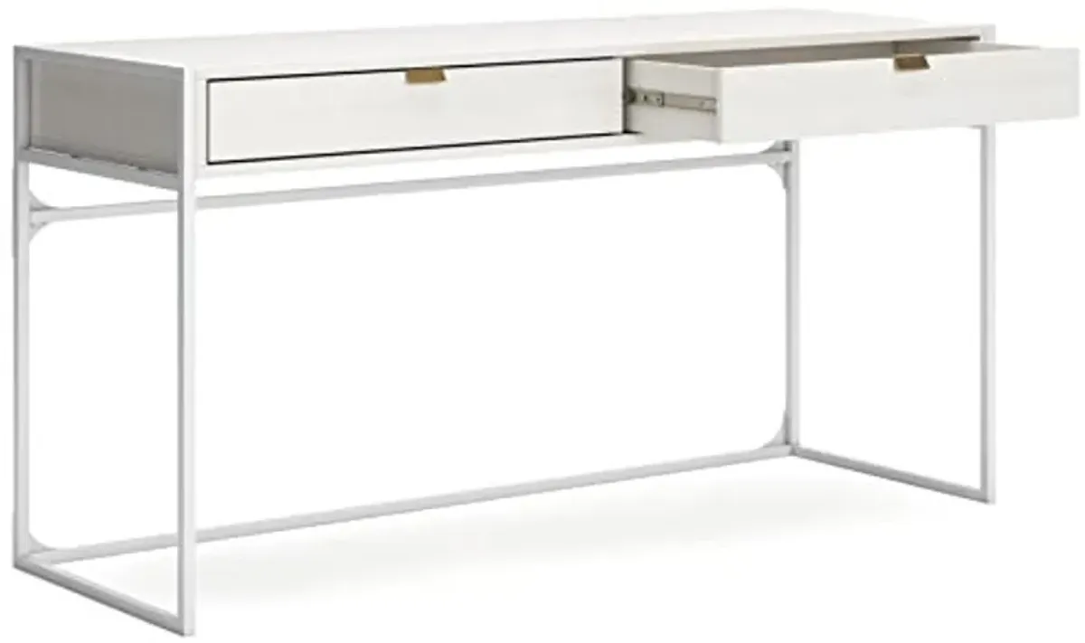 Signature Design by Ashley Deznee Modern Home Office Desk with 2 Drawers, White