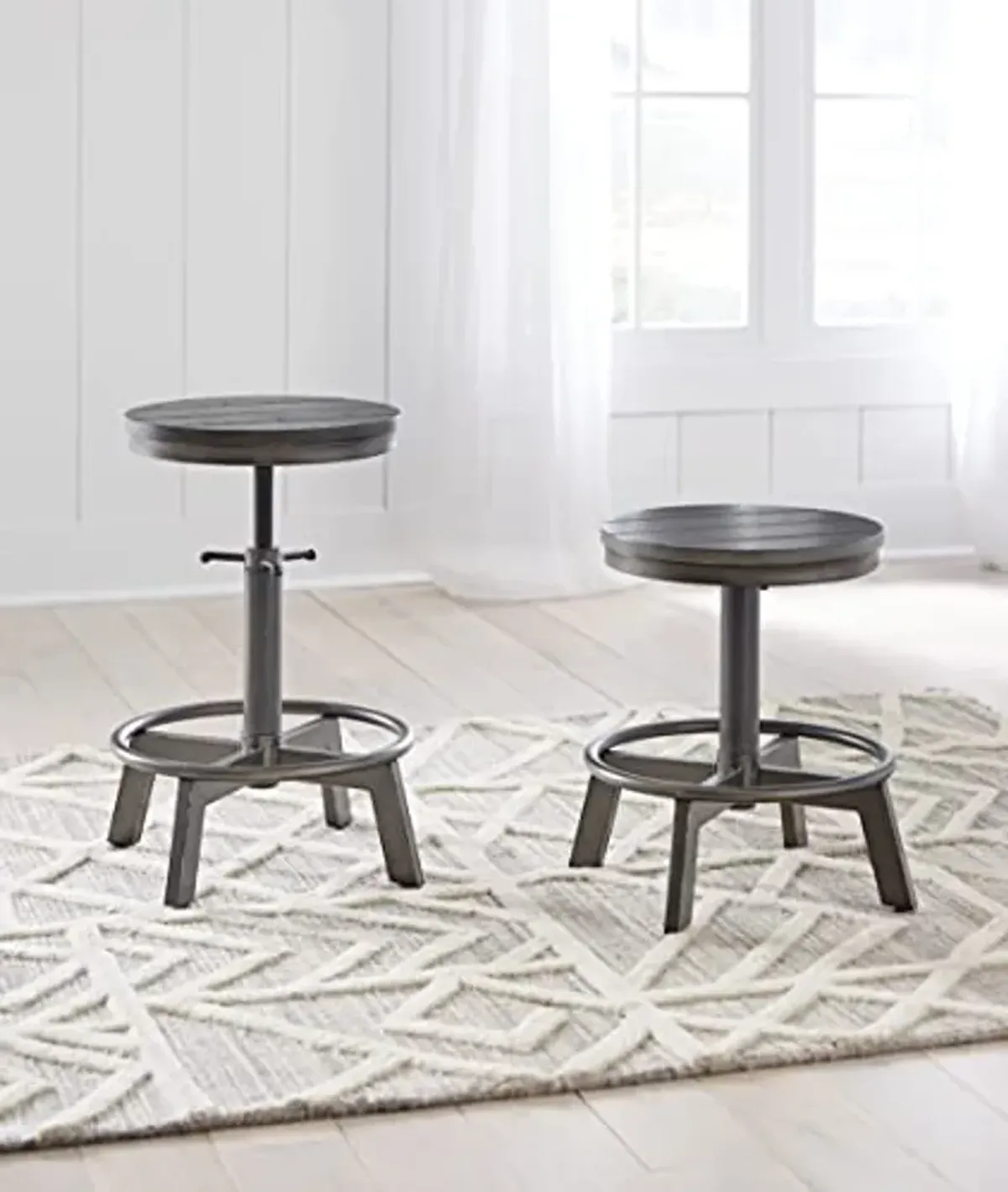 Signature Design by Ashley Torjin Industrial Counter Height Stool, 2 Count, Gray