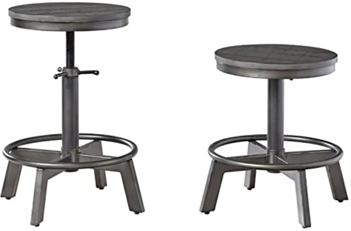 Signature Design by Ashley Torjin Industrial Counter Height Stool, 2 Count, Gray