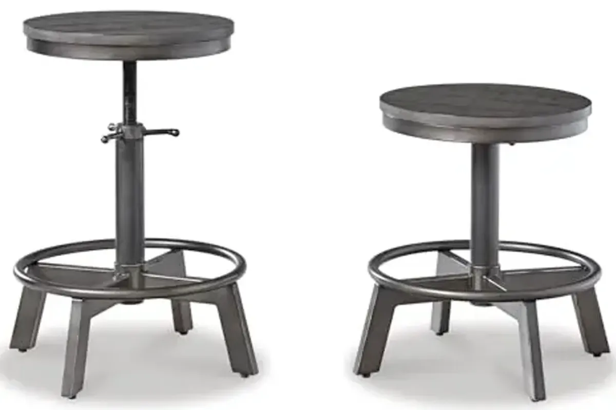 Signature Design by Ashley Torjin Industrial Counter Height Stool, 2 Count, Gray