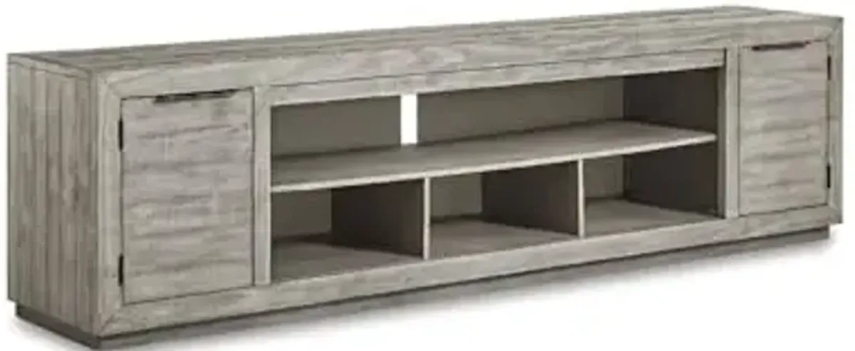 Signature Design by Ashley Naydell Rustic TV Stand with Fireplace Option Fits TVs up to 90", Gray