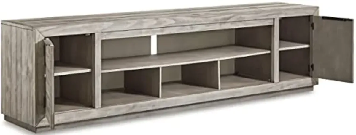 Signature Design by Ashley Naydell Rustic TV Stand with Fireplace Option Fits TVs up to 90", Gray