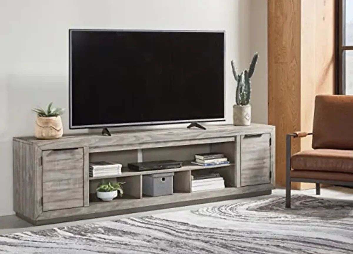 Signature Design by Ashley Naydell Rustic TV Stand with Fireplace Option Fits TVs up to 90", Gray