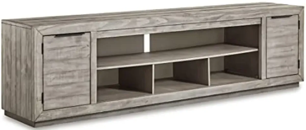 Signature Design by Ashley Naydell Rustic TV Stand with Fireplace Option Fits TVs up to 90", Gray