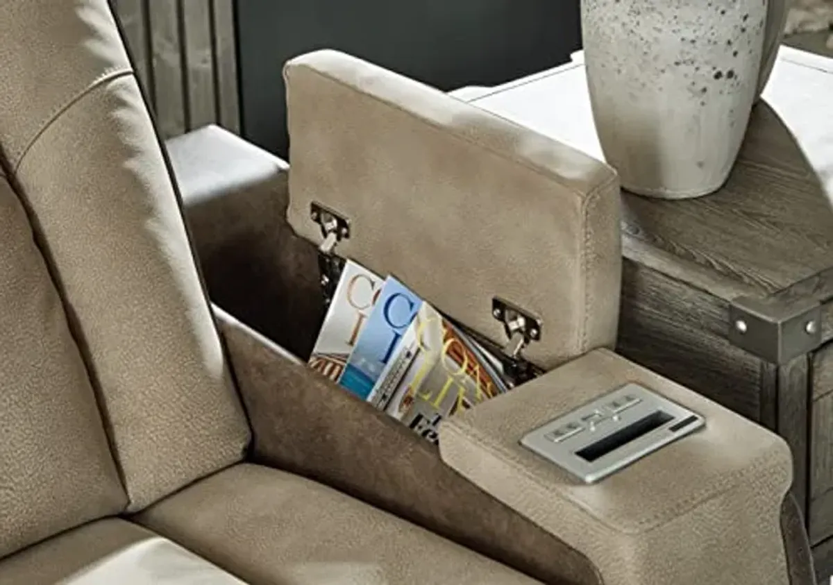 Signature Design by Ashley Next-Gen DuraPella Power Recliner with Adjustable Headrest, Sand