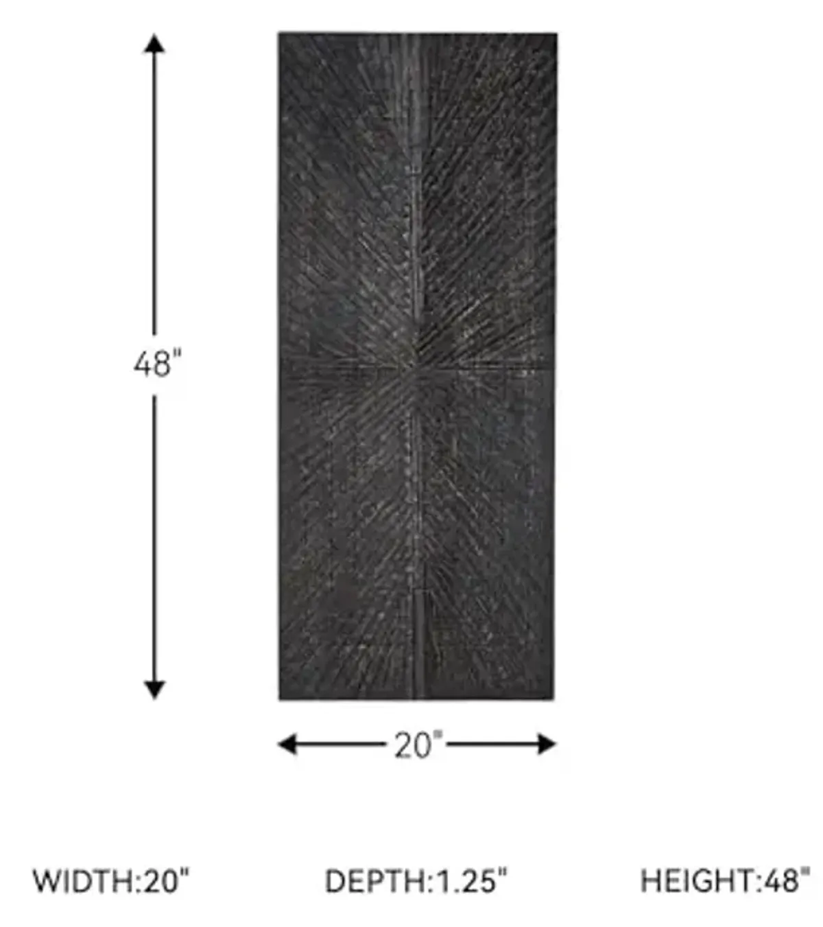 Signature Design by Ashley Lenora Rustic Sunburst Wood 20 x 48 Inch Wall Decor, Black