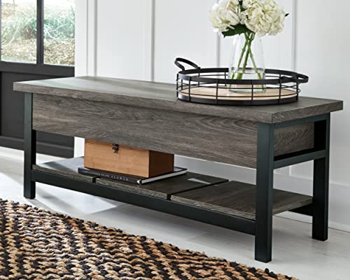 Signature Design by Ashley Rhyson Rustic Farmhouse Storage Bench, Brown