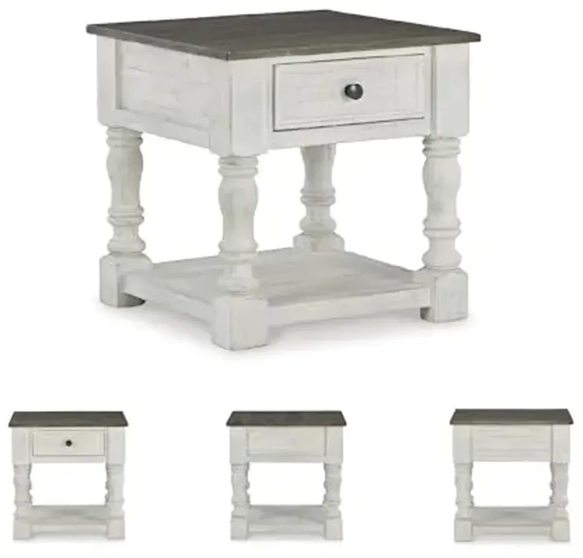 Signature Design by Ashley Havalance French Country Square End Table, White & Gray