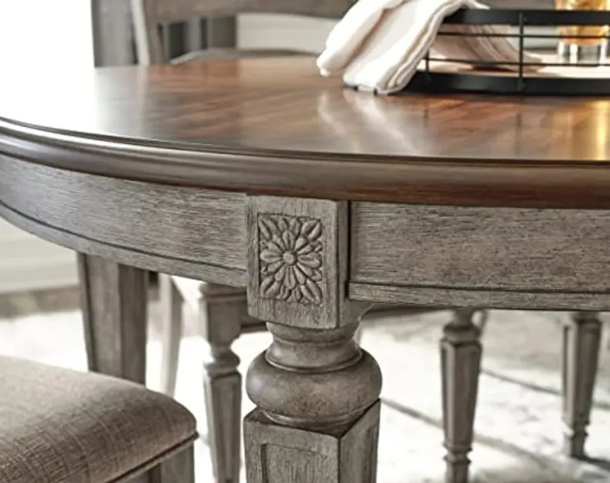 Signature Design by Ashley Londenbay Classic Farmhouse Oval Dining Room Extension Table, Brown & Gray