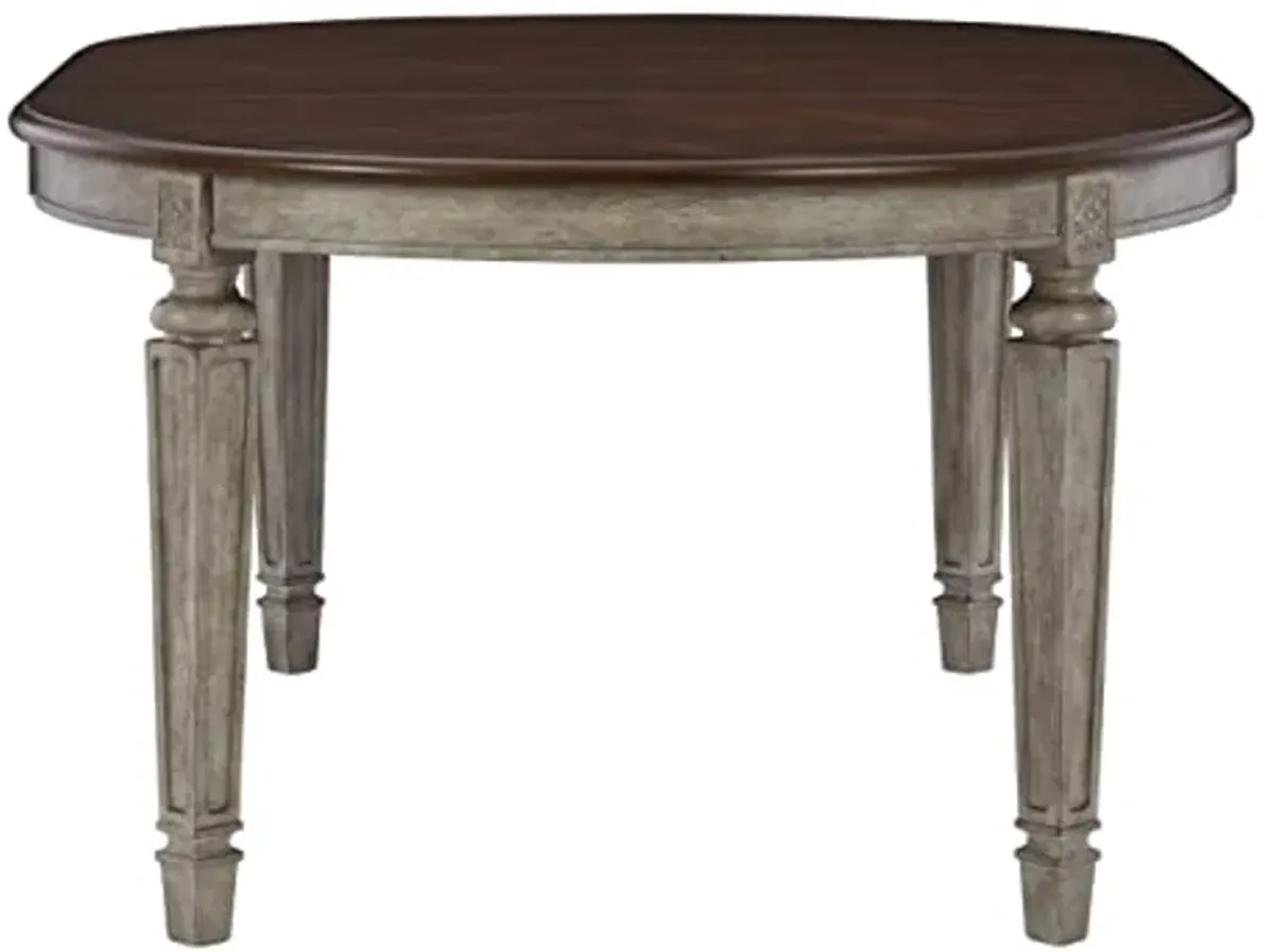 Signature Design by Ashley Londenbay Classic Farmhouse Oval Dining Room Extension Table, Brown & Gray