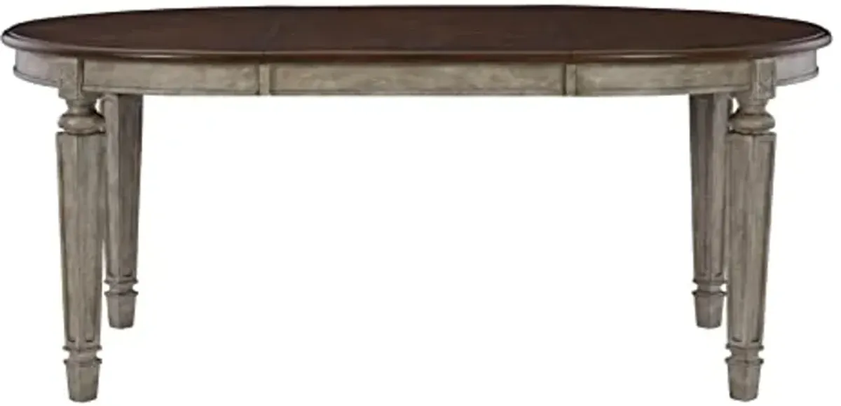 Signature Design by Ashley Londenbay Classic Farmhouse Oval Dining Room Extension Table, Brown & Gray