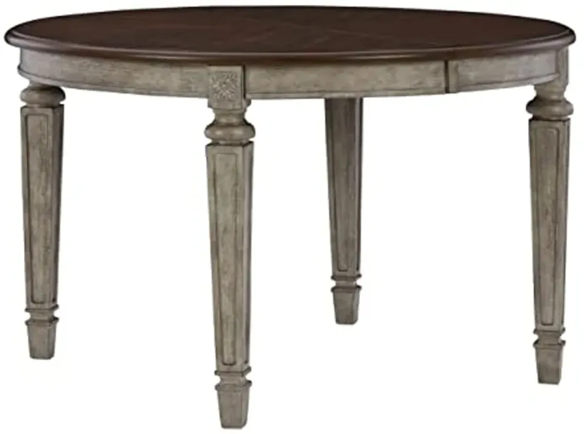 Signature Design by Ashley Londenbay Classic Farmhouse Oval Dining Room Extension Table, Brown & Gray