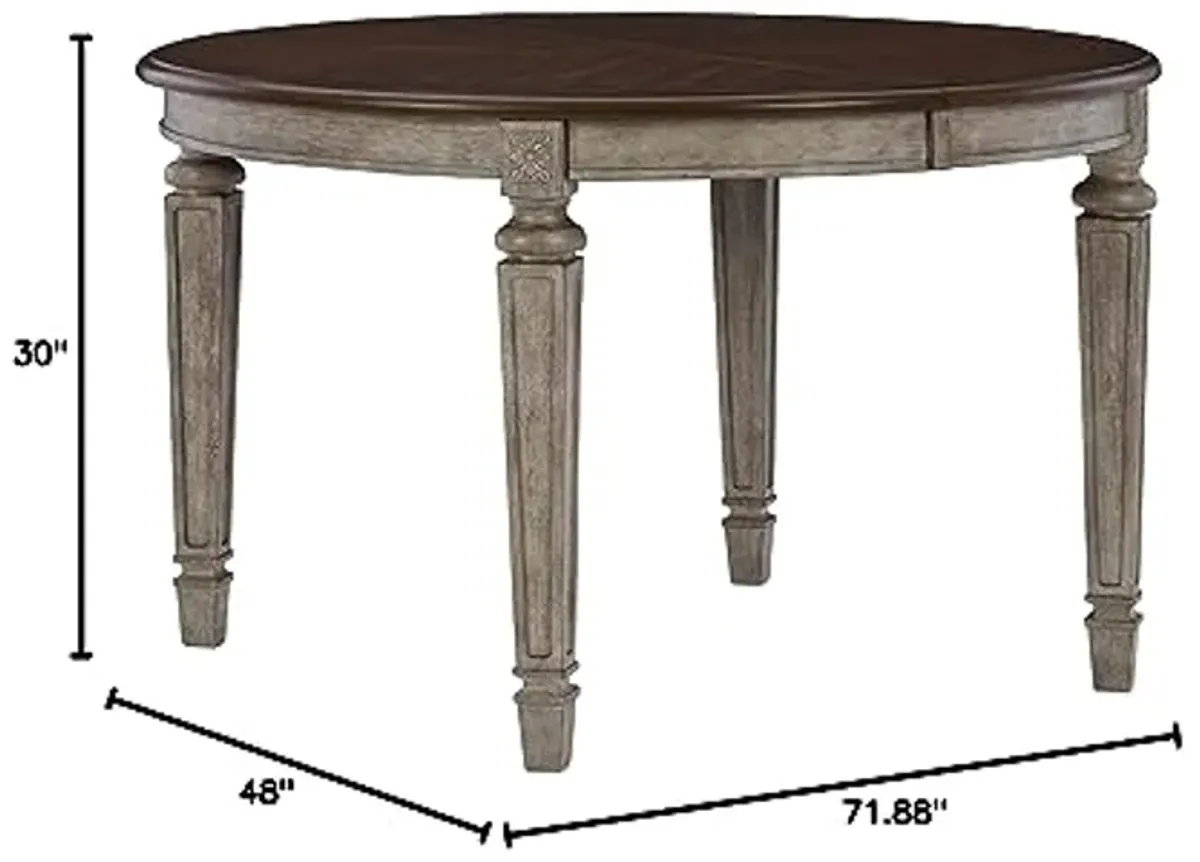 Signature Design by Ashley Londenbay Classic Farmhouse Oval Dining Room Extension Table, Brown & Gray