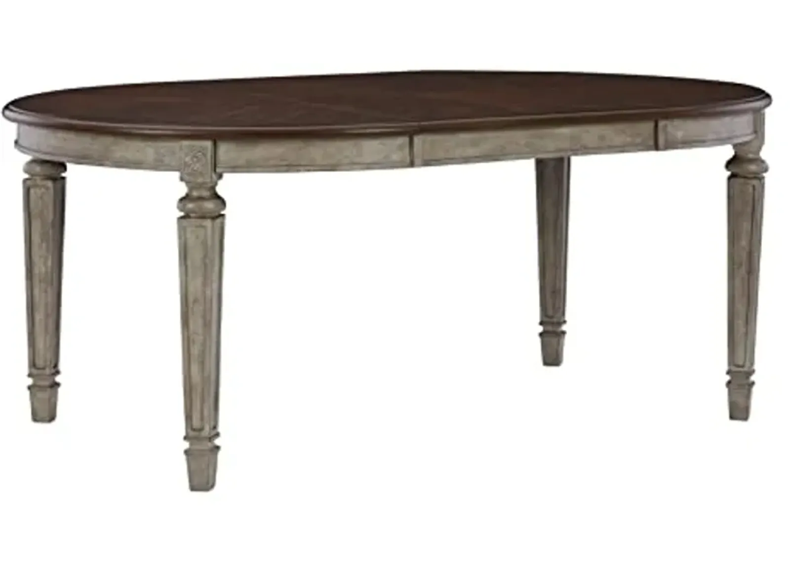 Signature Design by Ashley Londenbay Classic Farmhouse Oval Dining Room Extension Table, Brown & Gray