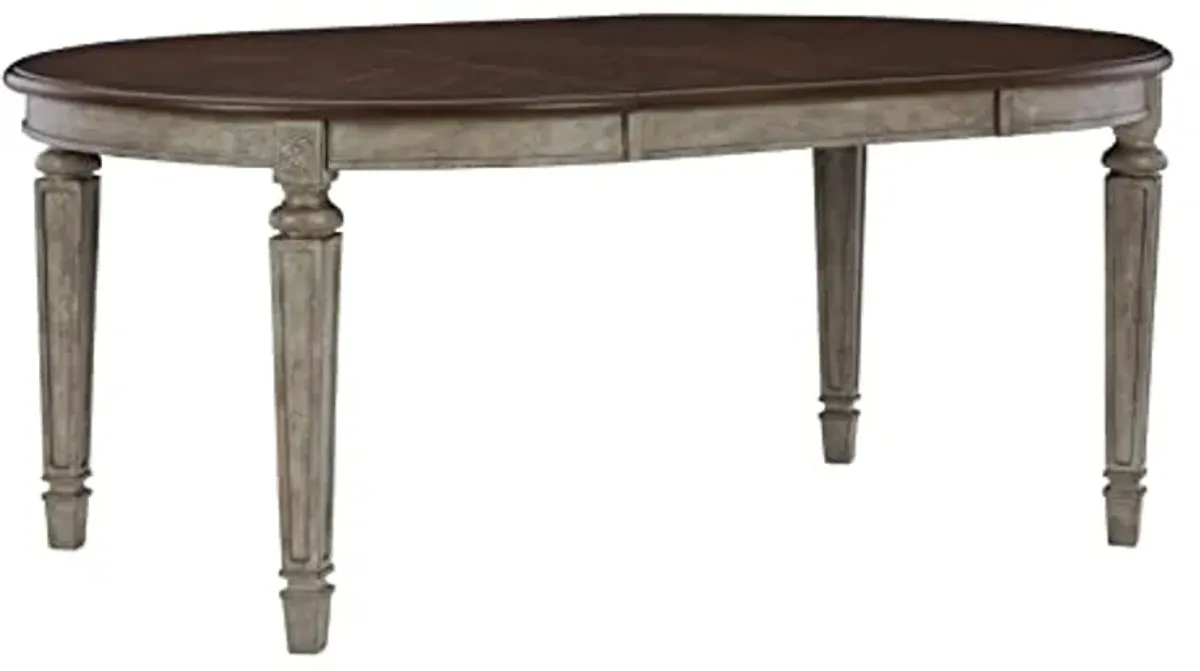 Signature Design by Ashley Londenbay Classic Farmhouse Oval Dining Room Extension Table, Brown & Gray