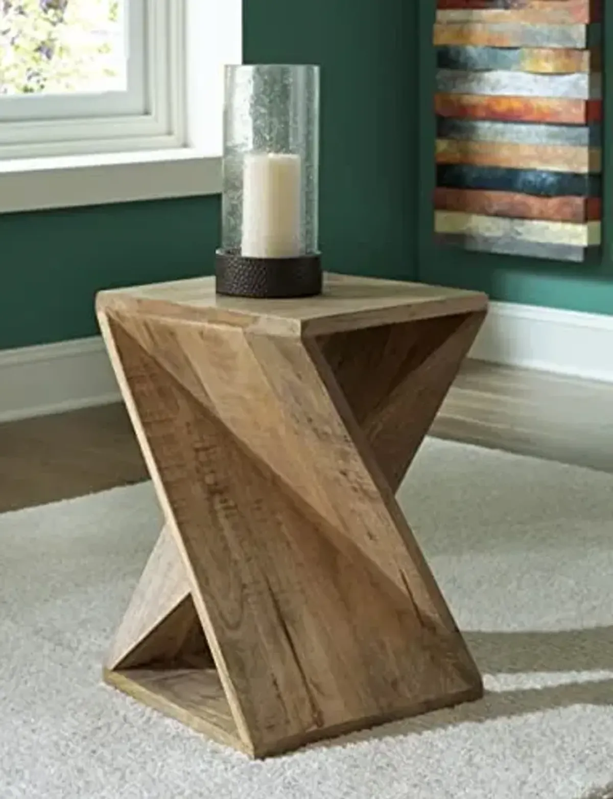 Signature Design by Ashley Zalemont Contemporary Architectural Designed Accent Table, Distressed Brown