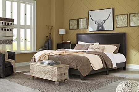 Signature Design by Ashley Mesling King Upholstered Bed, 80" W x 86" D x 48" H, Dark Brown