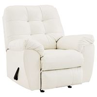 Signature Design by Ashley Donlen Modern Tufted Faux Leather Rocker Recliner, White