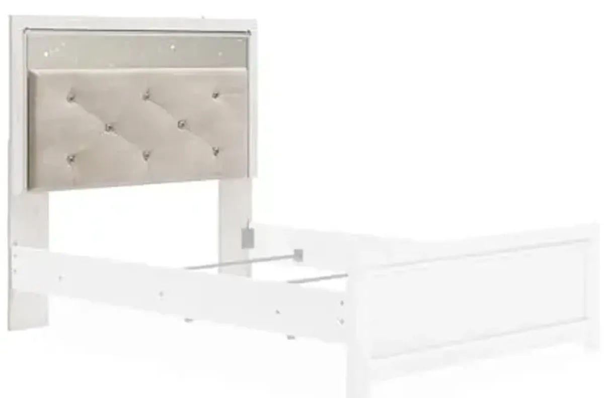 Signature Design by Ashley Altyra Glam Upholstered Panel Headboard ONLY, Full, White