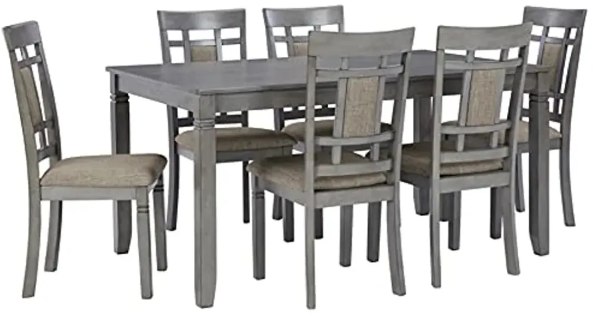 Signature Design by Ashley Jayemyer 7 Piece Dining Room Set, Includes Table and 6 Chairs, Dark Gray