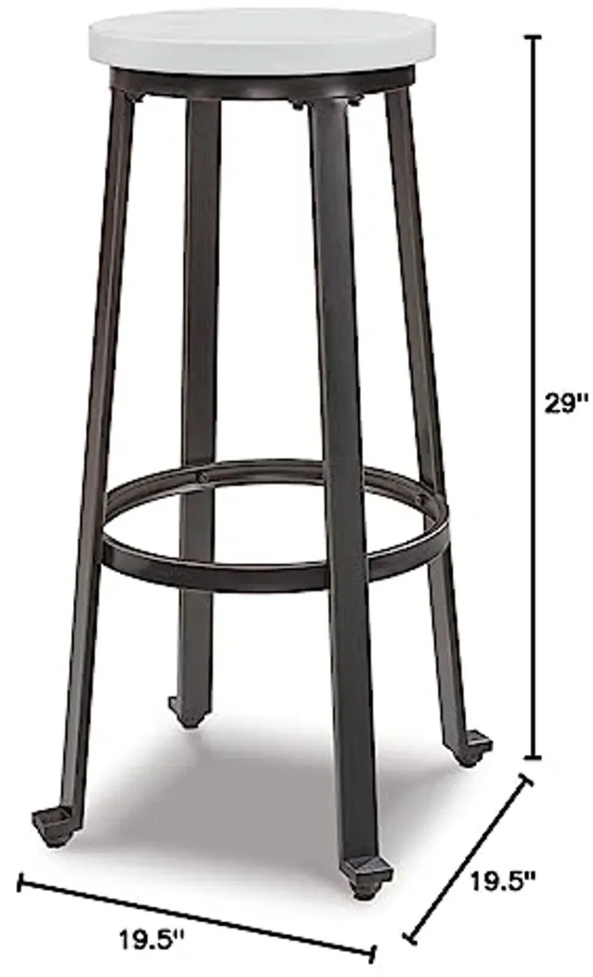 Signature Design by Ashley Challiman Industrial 29" Pub Height Barstool, 2 Count, White