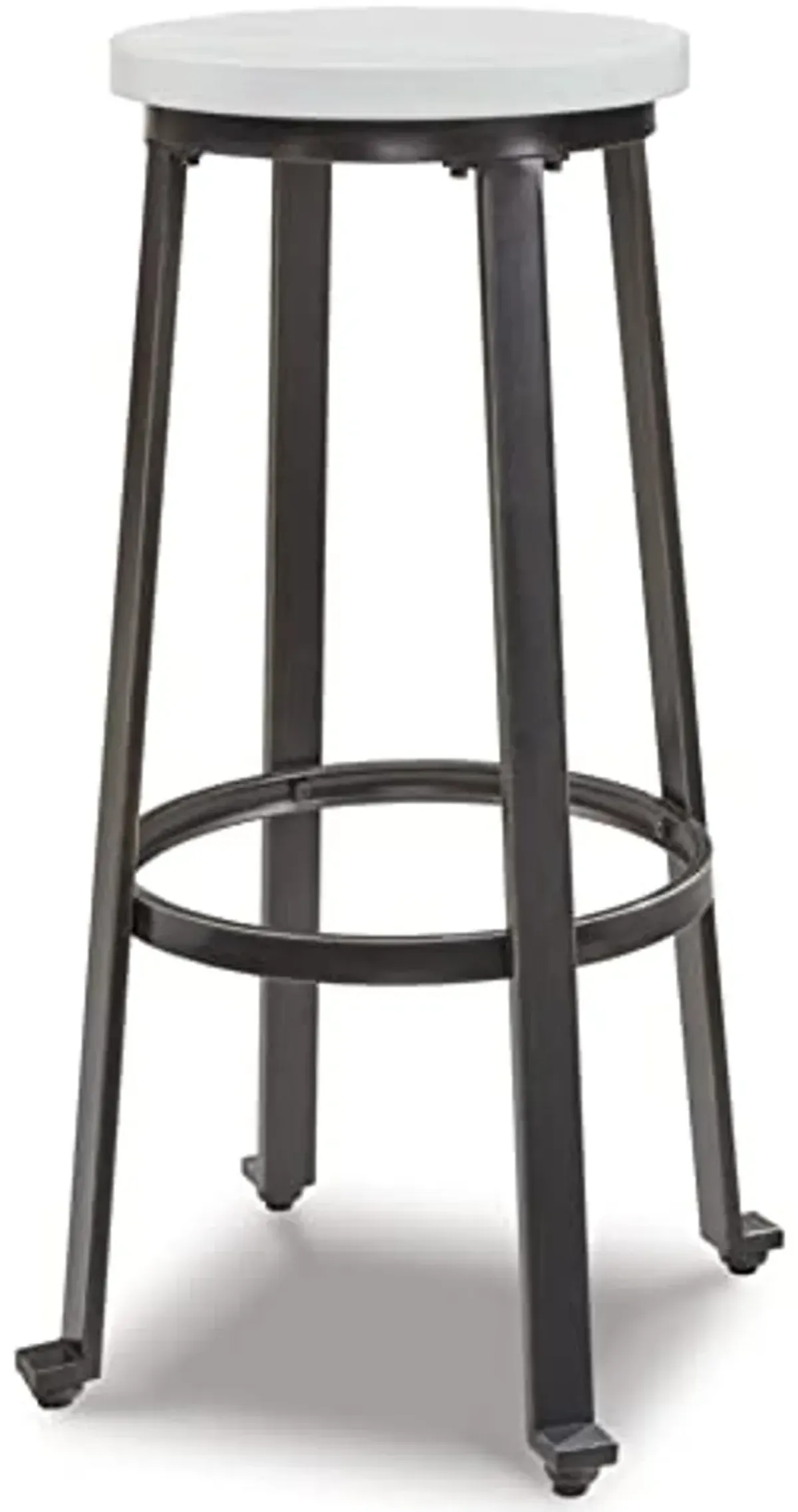 Signature Design by Ashley Challiman Industrial 29" Pub Height Barstool, 2 Count, White