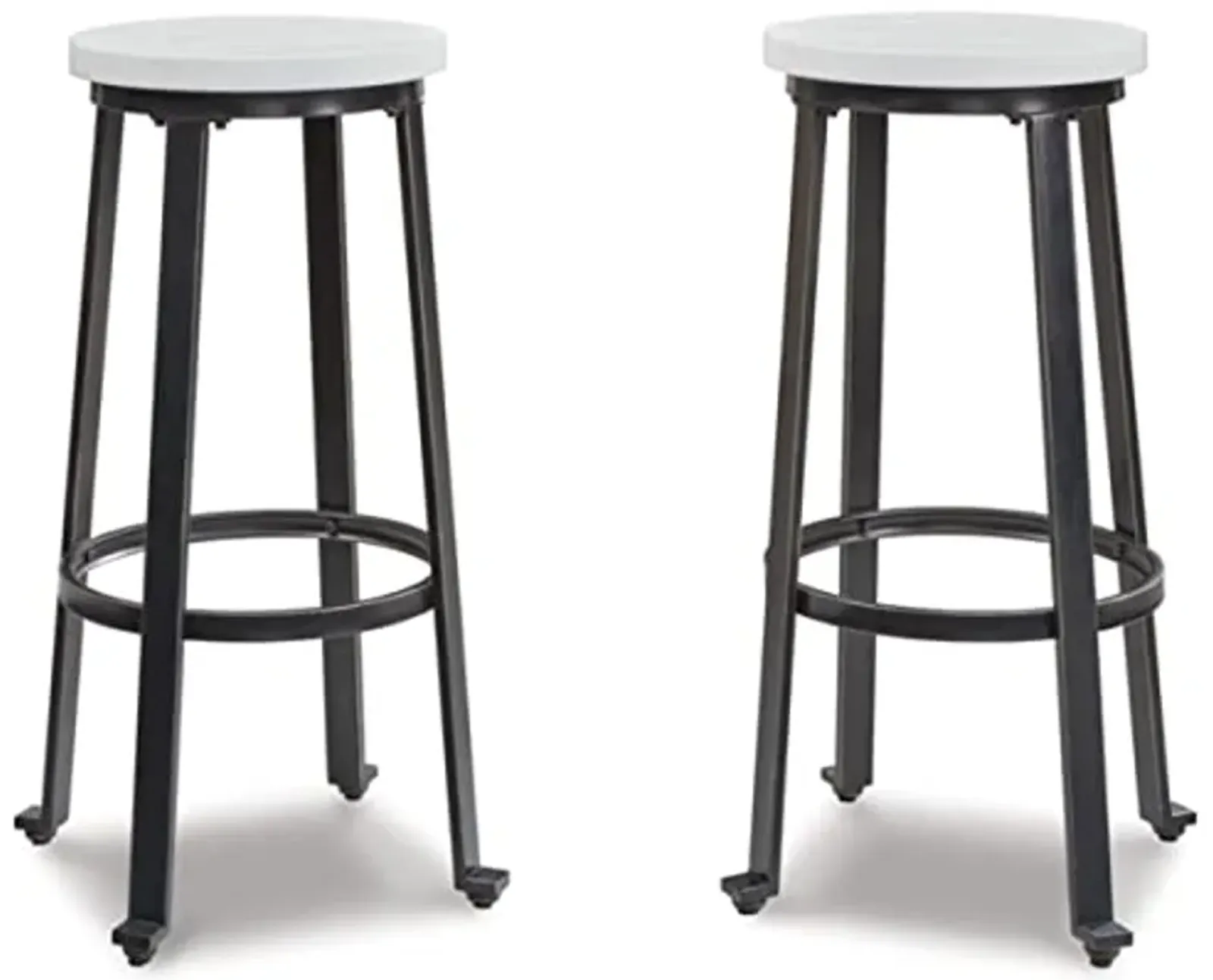 Signature Design by Ashley Challiman Industrial 29" Pub Height Barstool, 2 Count, White