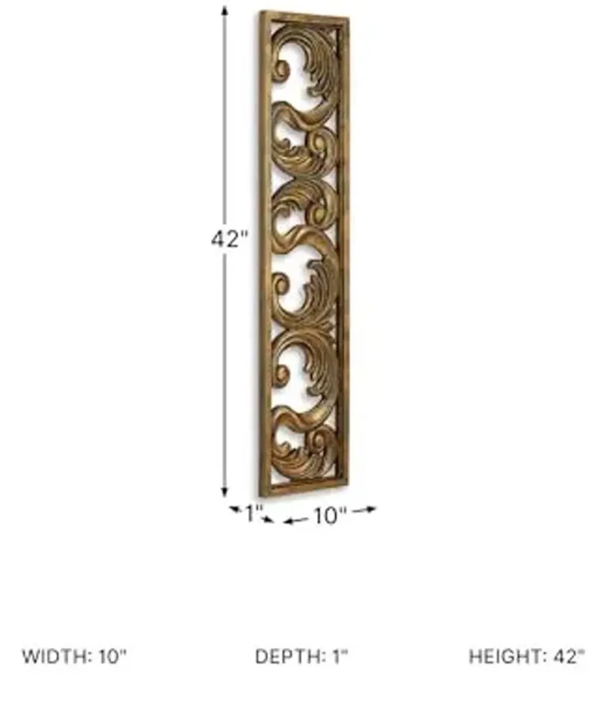 Signature Design by Ashley Candelario Traditional Scrollwork Wood 10 x 42 Inch Wall Decor, Antique Brown