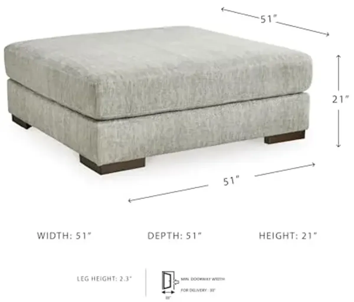 Signature Design by Ashley Regent Park Oversized Accent Ottoman, Light Gray