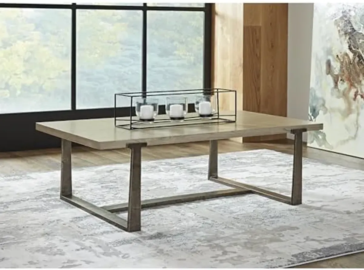 Signature Design by Ashley Dalenville Contemporary Rectangular Coffee Table, Gray & Antiqued Pewter-Tone Finish