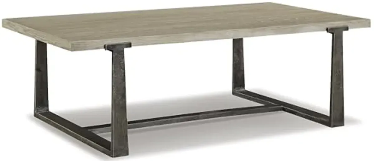 Signature Design by Ashley Dalenville Contemporary Rectangular Coffee Table, Gray & Antiqued Pewter-Tone Finish