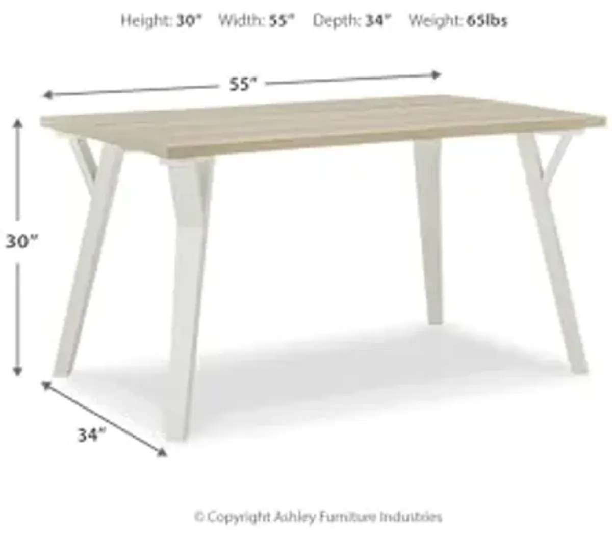 Signature Design by Ashley Grannen Modern Rectangular Dining Room Table, White & Natural Wood